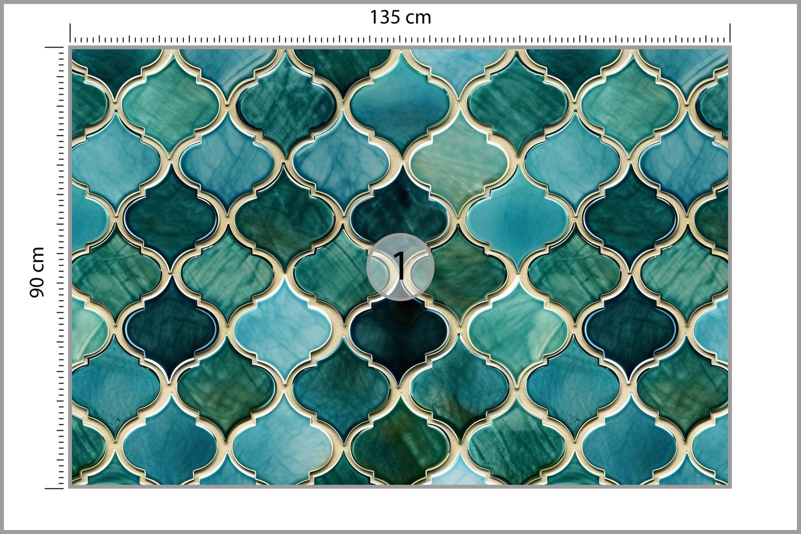 Fototapeta Do Jadalni MAROKAŃSKA Mozaika Turkusowa Imitacja Płytek 135x90 Z Modnym Wzorem 3D nr. 2