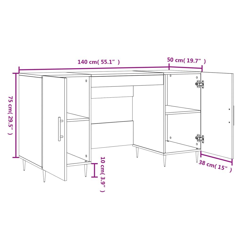 Biurko 140x50x75cm z 2 szafkami dąb sonoma do biura pokoju lub gabinetu nr. 12