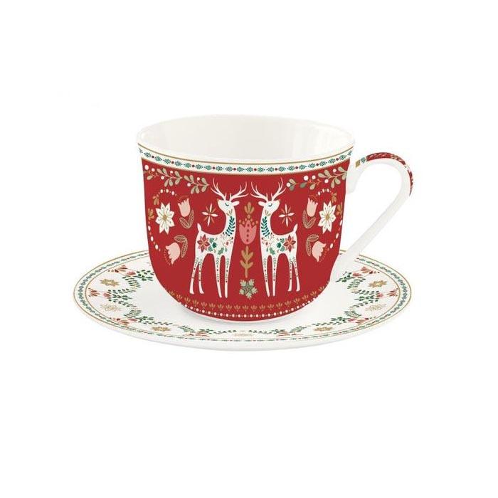 Filiżanka 400 ml XL motyw świąteczny z pudełkiem kolorowa do jadalni