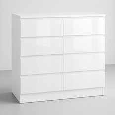 Komoda MARTUSIA 100x97x40 cm 8 szuflad do sypialni salony biały połysk - Miniaturka zdjęcia nr 1