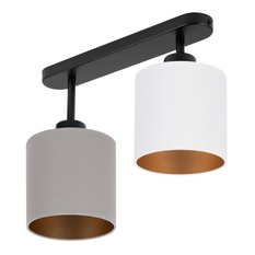 Lampa sufitowa 37 x 15 x 30 cm dwupunktowy spot gwint E27 czarna z szaro-białymi abażurami do salonu - Miniaturka zdjęcia nr 1