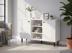 Komoda NOMI 137x40x73 cm dwudrzwiowa do salonu sypialni biała loft - Miniaturka zdjęcia nr 1