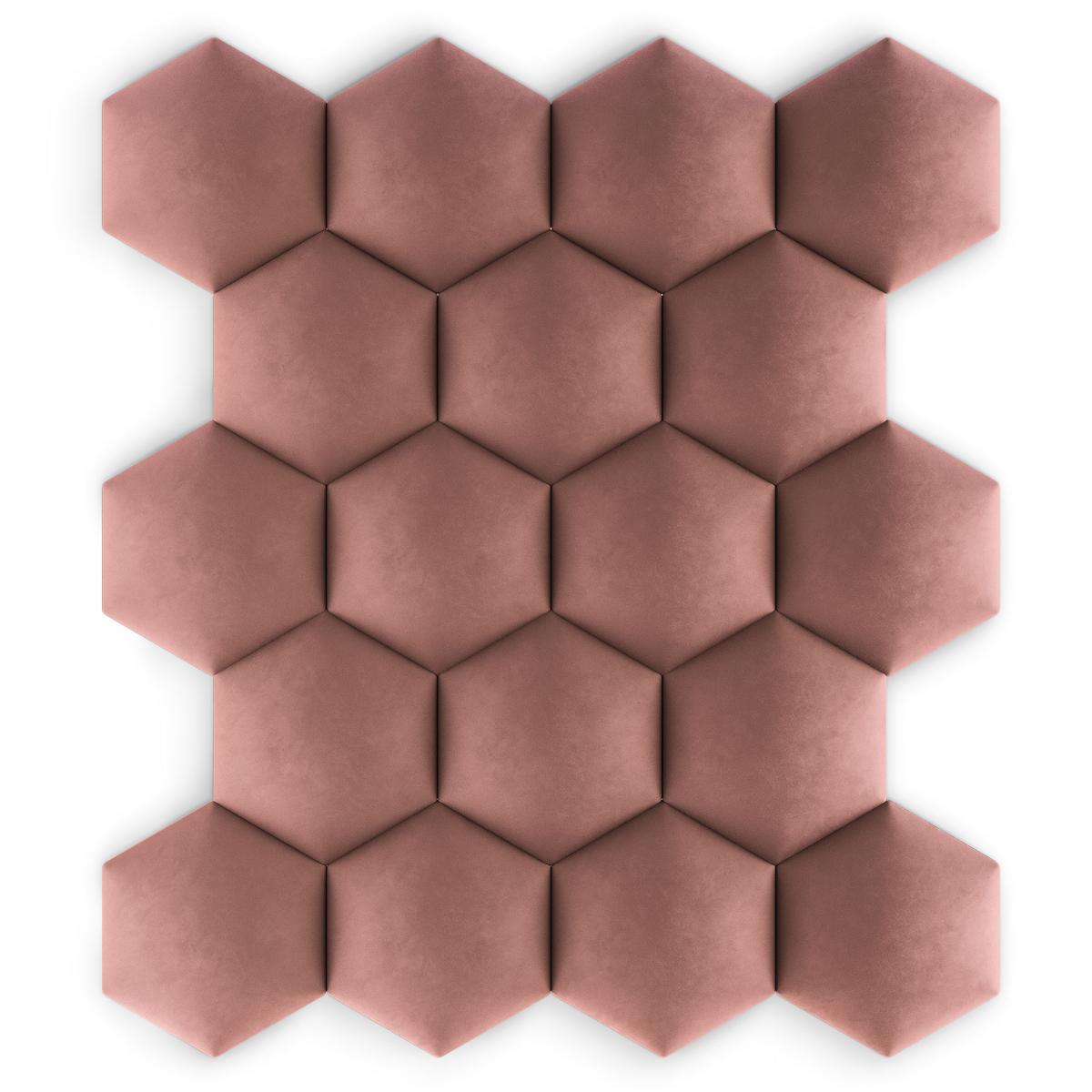 Panele tapicerowane  35x40 cm hexagon magic velvet brudny róż nr. 8