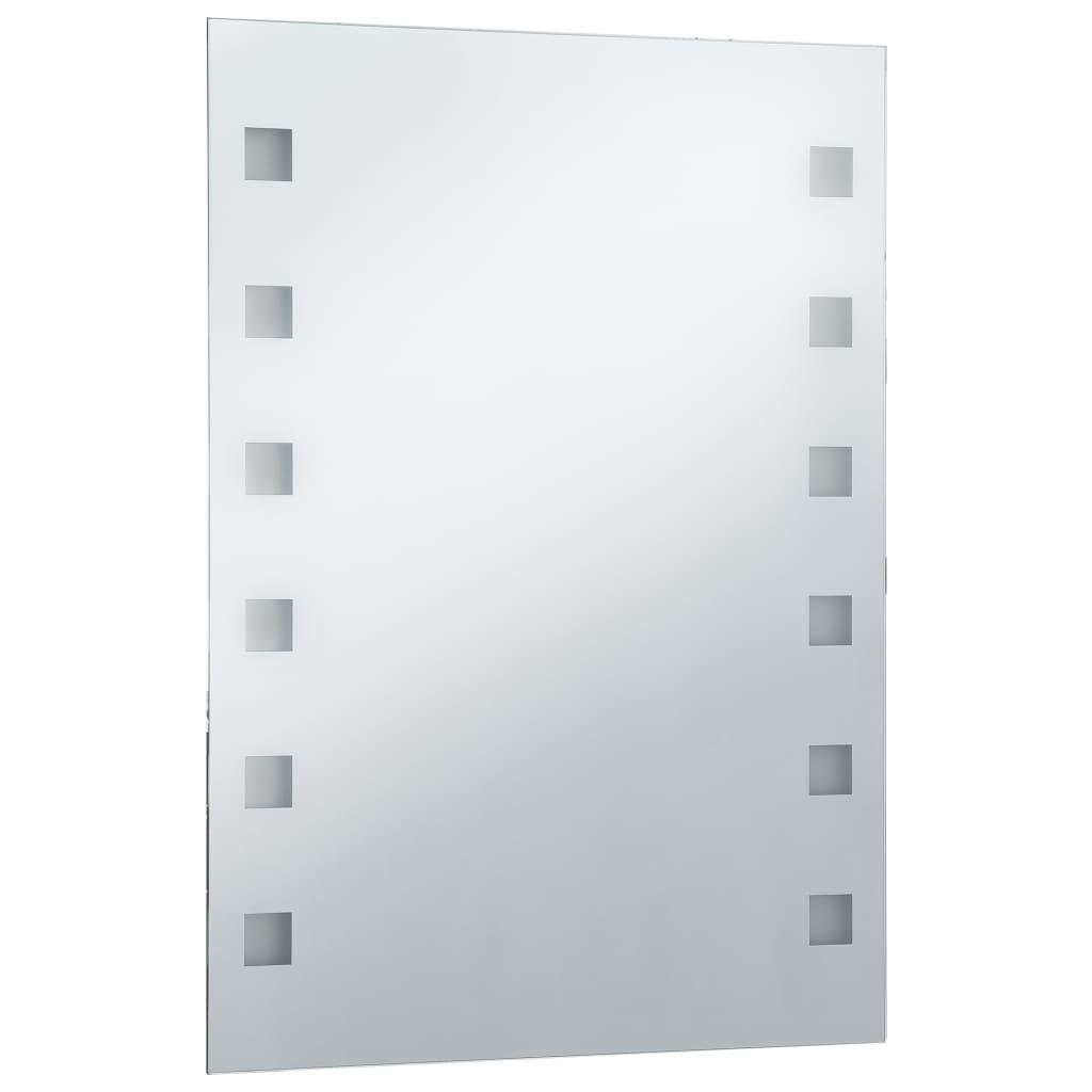 Lustro 60x80 cm  do sypialni łazienki ścienne z LED aluminium szklane srebrny  nr. 1