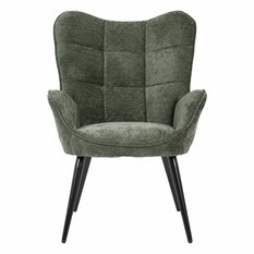 Fotel uszak tapicerowany wypoczynkowy 69x63x89 cm do salonu biura nogi czarne, szenil zielony - Miniaturka zdjęcia nr 5