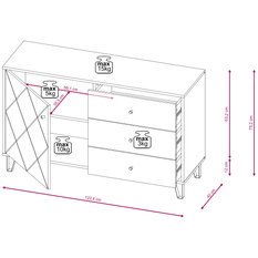 Komoda Bilbao 123 cm do sypialni salonu dąb artisan biały mat - Miniaturka zdjęcia nr 3