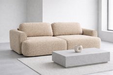 Kanapa z funkcją spania ITALY 250x100x82 cm FLOW 03 trzyosobowa sofa rozkładana beżowa - Miniaturka zdjęcia nr 2