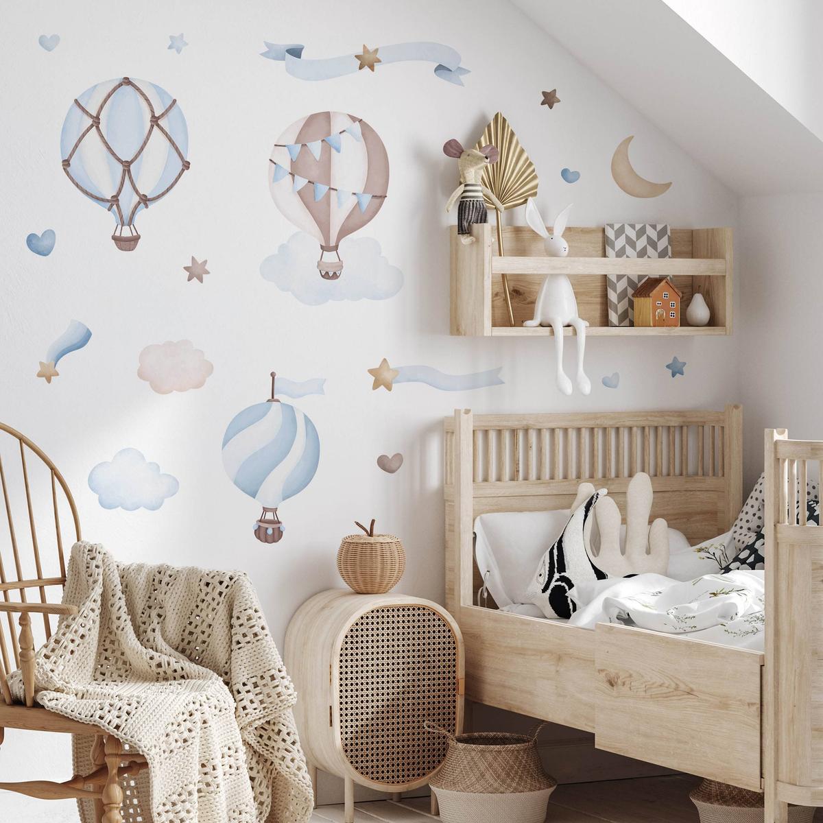 Naklejki Dla Dzieci Balony Chmurki 120x60 Gwiazdy Serca ZESTAW nr. 5