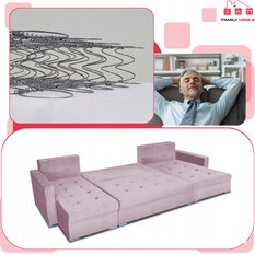 Narożnik Varius BIG 297x74x140 cm kształt U z funkcją spania i przechowywania do salonu Royal pudrowy róż - Miniaturka zdjęcia nr 5