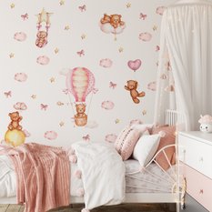 Naklejki Dla Dzieci Misie Różowe Chmurki Gwiazdy 60x30 Kokardki ZESTAW - Miniaturka zdjęcia nr 5