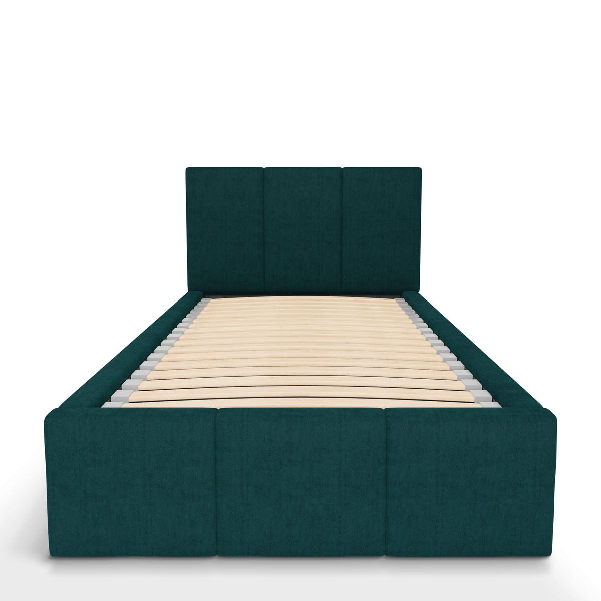 Łóżko Pojedyncze 90x200cm łóżko tapicerowane z pojemnikiem turkusowe do sypialni wezgłowie 100 cm nr. 7