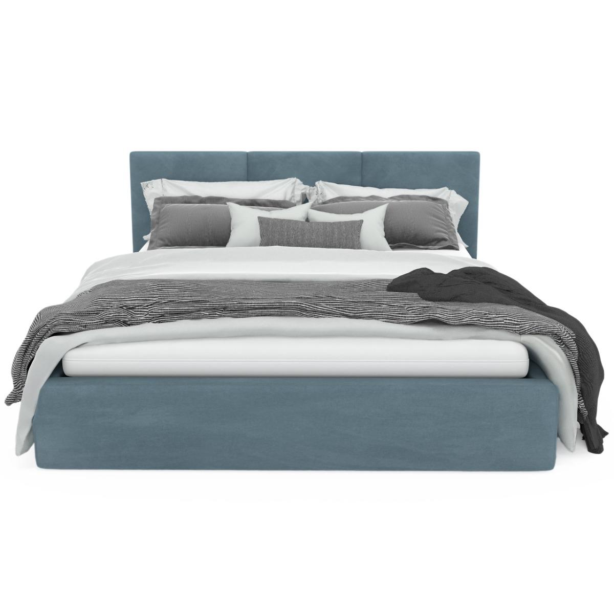 Łóżko tapicerowane do sypialni basic 120x200x88 cm podwójne morskie nr. 11