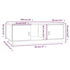 Stolik kawowy 100x50x35 cm z zamykanymi szafkami i półką lita sosna do salonu - Miniaturka zdjęcia nr 10