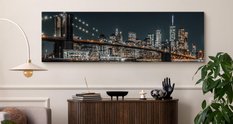 Obraz Do Salonu Nocna Panorama NY Most Brookliński Architektura 145x45cm - Miniaturka zdjęcia nr 4