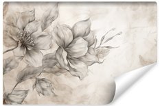 Fototapeta Do Sypialni Szare KWIATY Beton Abstrakcja Boho Dekoracja z Efektem 3D - Miniaturka zdjęcia nr 1