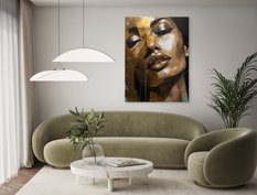 Obraz Na Ścianę Nowoczesny PORTRET Kobiety Styl Glamour Złote Usta 80x120cm - Miniaturka zdjęcia nr 8