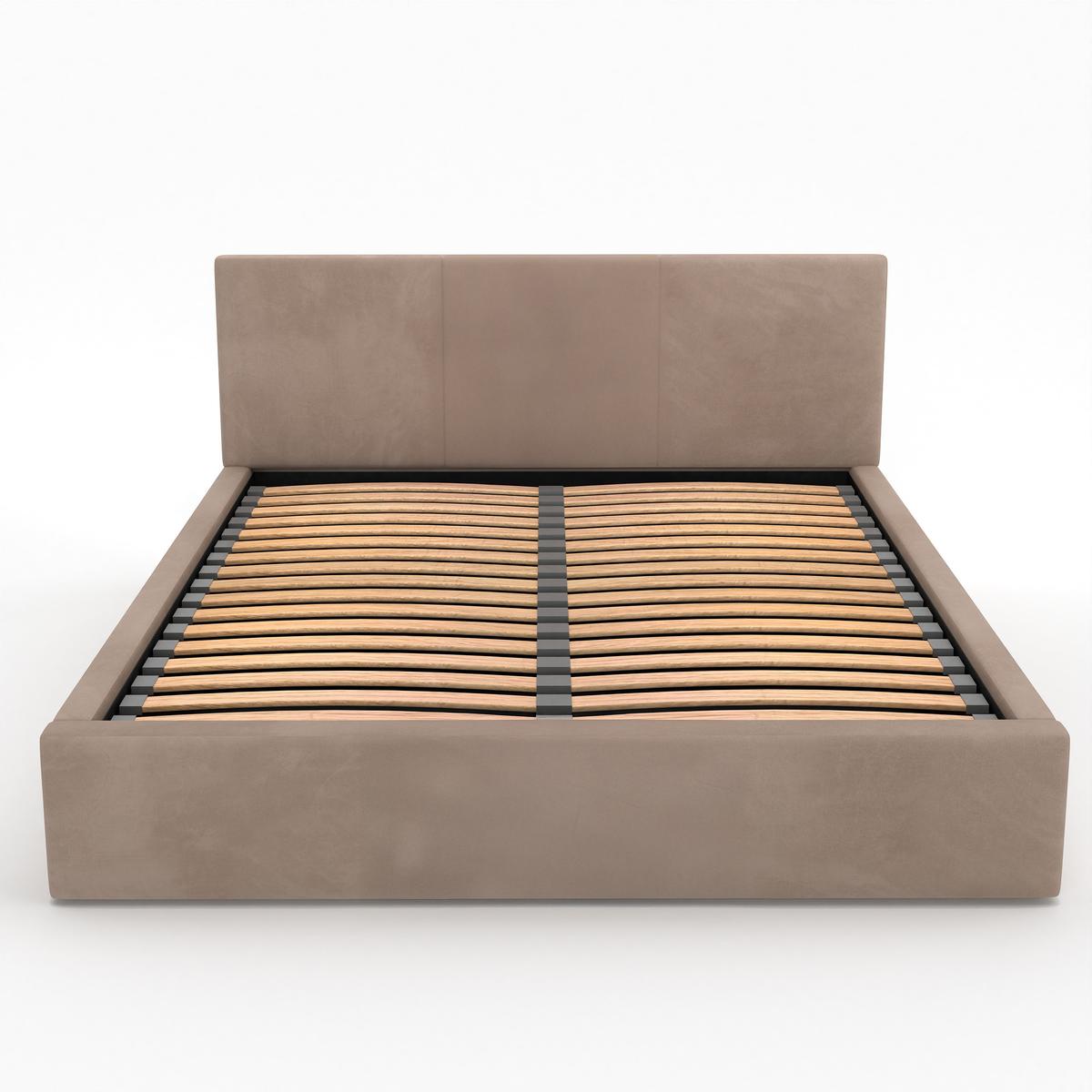 Łóżko tapicerowane do sypialni basic 120x200x88 cm łóżko podwójne z pojemnikiem beżowe nr. 13