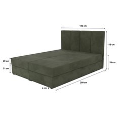 Łóżko kontynentalne 140x200x113 cm tapicerowane podwójne z materacem khaki - Miniaturka zdjęcia nr 15