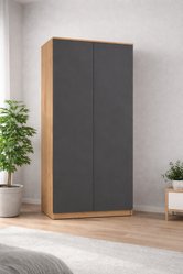 Szafa garderoba MARTUSIA 90x180x50 cm drzwi półki do przedpokoju lub pokoju front grafit dąb artisan - Miniaturka zdjęcia nr 2
