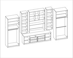 Meblościanka z szafą SAWA 390x232x55 cm zestaw mebli do salonu witryna barek Dąb lefkas MDF  - Miniaturka zdjęcia nr 3