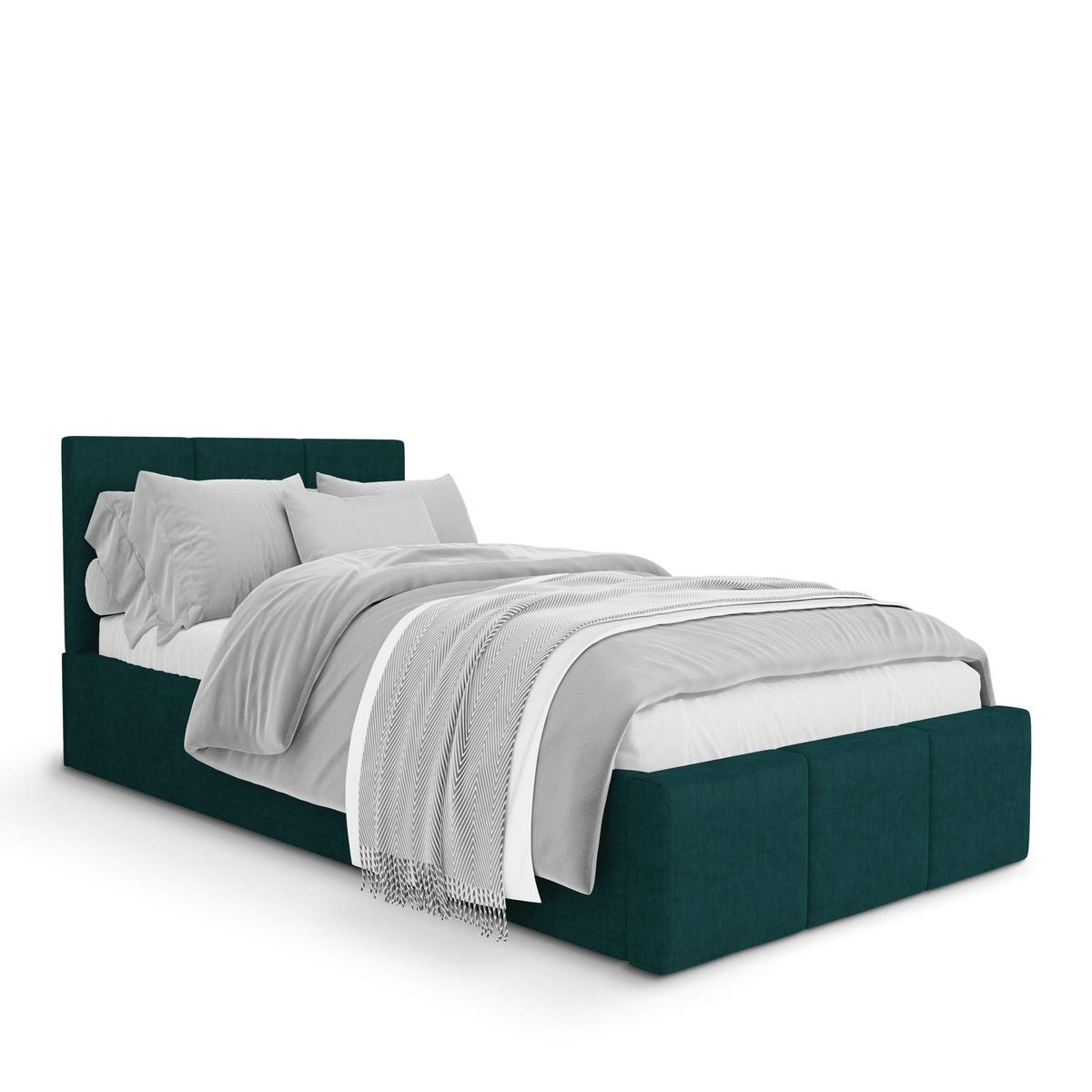 Łóżko Pojedyncze 90x200cm łóżko tapicerowane z pojemnikiem turkusowe do sypialni wezgłowie 120 cm nr. 5