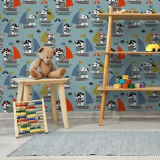 Tapeta do pokoju dziecka statki pirackie zwierzęta  - Miniaturka zdjęcia nr 4