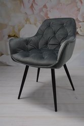 Fotel ARTEN X krzesło do jadalni salonu welur ciemnoszary nogi czarne - Miniaturka zdjęcia nr 9