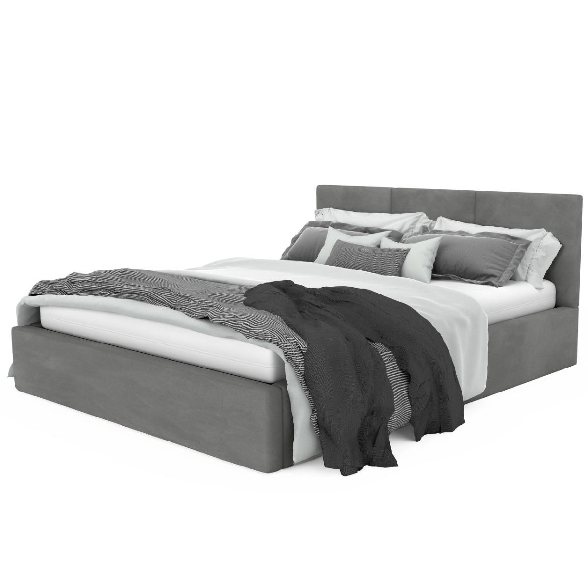 Łóżko tapicerowane do sypialni basic 120x200x88 cm łóżko podwójne z pojemnikiem szare nr. 10