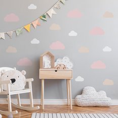 NAKLEJKA NA ŚCIANĘ DO POKOJU DZIECKA 60x30 BEŻOWO-RÓŻOWE CHMURKI - Miniaturka zdjęcia nr 4