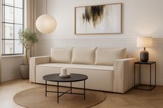 Kanapa rozkładana Verona 248x52x93 cm wersalka z funkcją spania i pojemnikiem sprężyny bonell sztruks kremowa do salonu - Miniaturka zdjęcia nr 1