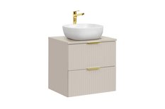 Szafka łazienkowa ADEL 60 cm z blatem i umywalką nablatową ryflowane kaszmir - Miniaturka zdjęcia nr 1