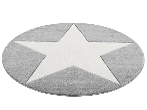 Dywan dziecięcy okrągły Big Star Grey/White 133 cm do pokoju dziecięcego szary z gwiazdą nr. 4