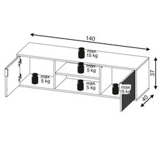 Szafka RTV 140x40x50 cm Flinn z dowma szafkami i przestronnymi półkami biały mat do salonu - Miniaturka zdjęcia nr 6