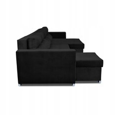 Narożnik Varius BIG 297x74x140 cm kształt U z funkcją spania i przechowywania do salonu Royal czarny - Miniaturka zdjęcia nr 3