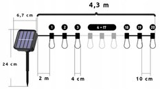 Lampy 430 cm solarne girlanda do ogrodu na balkon  - Miniaturka zdjęcia nr 11