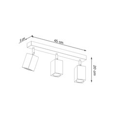 Plafon KEKE 3 dąb 20x5x45cm nowoczesna lampa GU10 do salonu  - Miniaturka zdjęcia nr 4