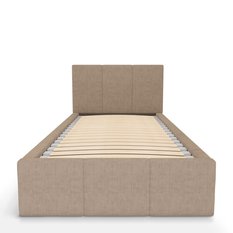 Łóżko Pojedyncze 90x200cm łóżko tapicerowane z pojemnikiem beżowe do sypialni wezgłowie 100 cm - Miniaturka zdjęcia nr 7