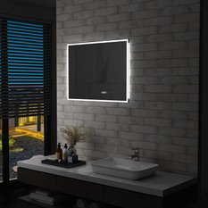  Lustro łazienkowe 80x60 cm z LED czujnikiem dotyku i zegarem - Miniaturka zdjęcia nr 2