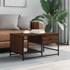 Stolik kawowy 85,5x51x45 cm do salonu pokoju dziennego brązowy dąb - Miniaturka zdjęcia nr 2