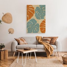 Obraz Do Sypialni Kolorowe Liście Monstery Natura Styl Boho 80x120cm - Miniaturka zdjęcia nr 3