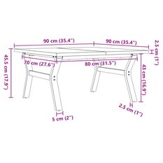 Stolik kawowy 90x90x45,5 cm z nogami w kształcie litery Y z blatem z drewna sosnowego do salonu - Miniaturka zdjęcia nr 10