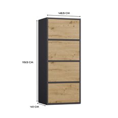 Komoda ALMA 119x50x40 cm do przedpokoju antracyt dąb artisan - Miniaturka zdjęcia nr 6