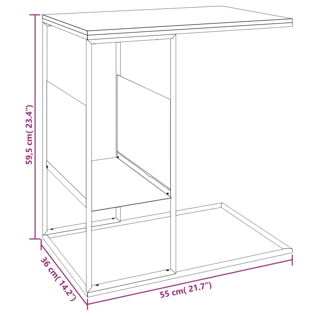 Stolik kawowy 55x36x59,5 cm boczny na metalowej ramie czarny do salonu nr. 6