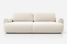 Kanapa z funkcją spania ITALY 250x100x82 cm FLOW trzyosobowa sofa rozkładana kremowa - Miniaturka zdjęcia nr 4