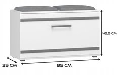 Szafka na buty 85x45x35 cm biała siedzisko schowek do przedpokoju  - Miniaturka zdjęcia nr 4