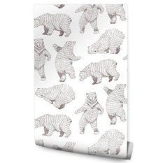 Tapeta W Stylu Skandynawskim Malowane NIEDŹWIEDZIE  - Miniaturka zdjęcia nr 1