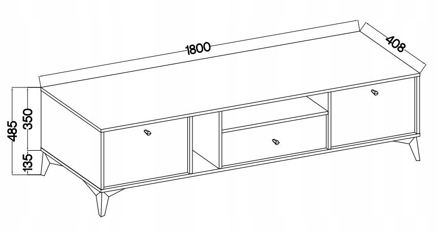 Szafka rtv 180 cm pod telewizor czarna złote nogi I uchwyty szeroka AVILA nr. 3