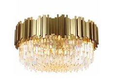 Lampa Plafon kryształowy do salonu Pipe Organ Brass 40cm złoty sufitowy 