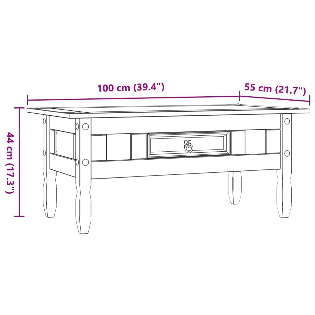 Stolik kawowy Corlona 100x55x45 cm w meksykańskim stylu z szufladą z drewna sosnowego do salonu nr. 9