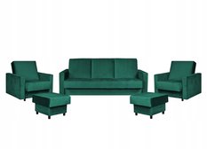 Zestaw wypoczynkowy wersalka fotele ciemny zielony